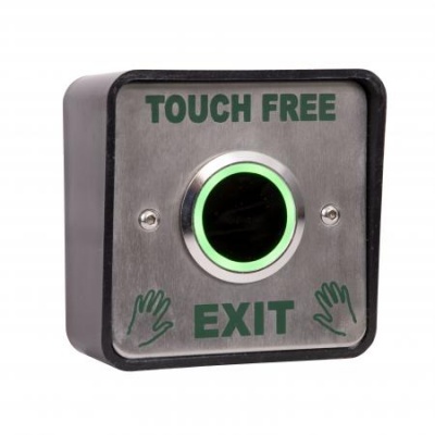 RGL WP-EBNT/TF-1 Hands Free operation - TOUCH FREE EXIT - Weather Proof IP65 rated Stainless Steel plate and Sensor (illuminated) surface mounted, includes back box. IP64